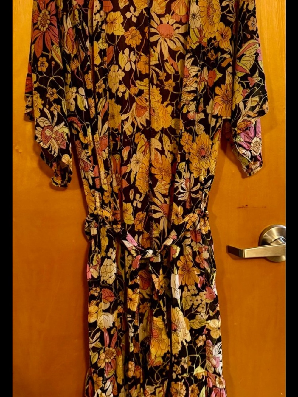 Forever 21 Black Floral Sheer Kimono Dress Duster - Size XL
